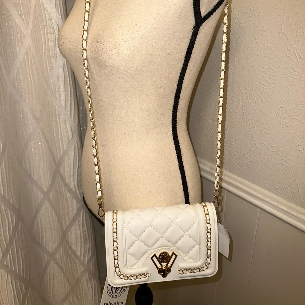 NWT VALENTINO ORLANDI White Diamond  Quilted Crossbody Shoulder Bag